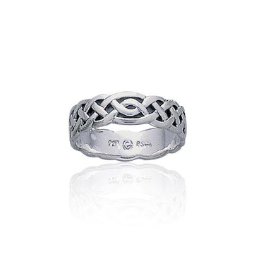A humble and stylish accord ~ Sterling Silver Celtic Knotwork Ring TR360 - Jewelry